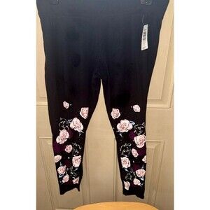 Torrid Black Floral Embroidered Leggings Size 2
